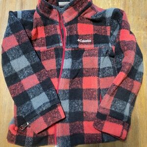 Columbia Kids' Red and Black Plaid Fleece Jacket